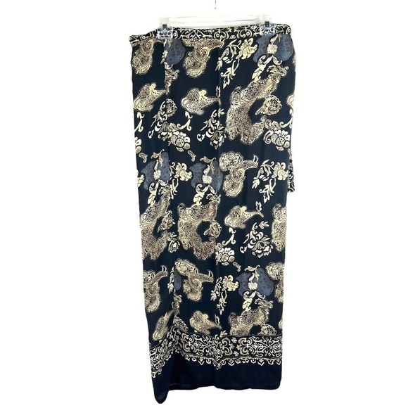 NEW- Wrap Around, Waist Tie, Floral, Scroll Design Hem Long Maxi Dress One Size - Picture 1 of 9